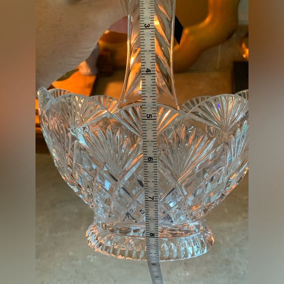 Made in Slovakia - Lead Crystal Footed Basket - Hatch/Fan Design  Matching Bowl - Picture 14 of 14